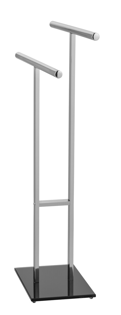 Suport prosoape de baie, Wenko, Lava, 50 x 81.5 x 20 cm, inox/sticla temperata, gri/negru - imagine 5